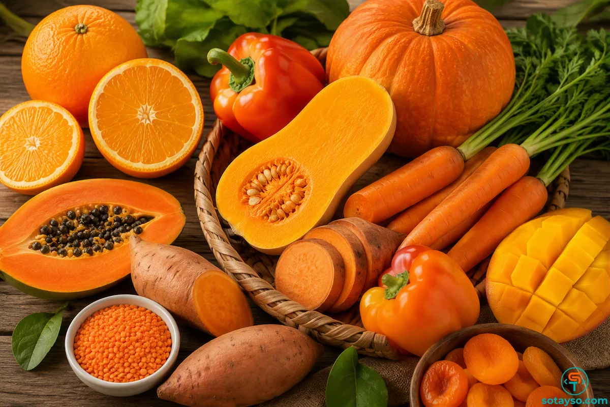 Các loại củ quả màu cam là nguồn cung cấp vitamin A vô cùng dồi dào.webp