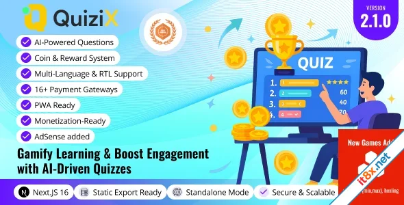 QuiziX - AI Quiz & Trivia Game | Laravel + Next.js Gamified Quiz Platform