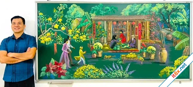 Thầy giáo tái hiện khoảnh khắc lịch sử trên bảng đen đẹp như tranh-6.webp