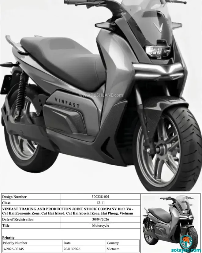 VinFast đăng ký bản quyền siêu xe máy điện Rasad Tốc độ 100kmh đối đầu Honda ADV160-2.webp