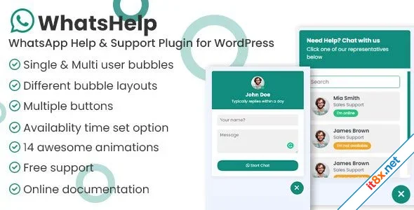 WhatsApp Chat Support Pro - WordPress Plugin