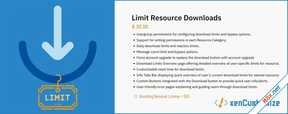 [XenCustomize] Limit Resource Downloads - Xenforo 2